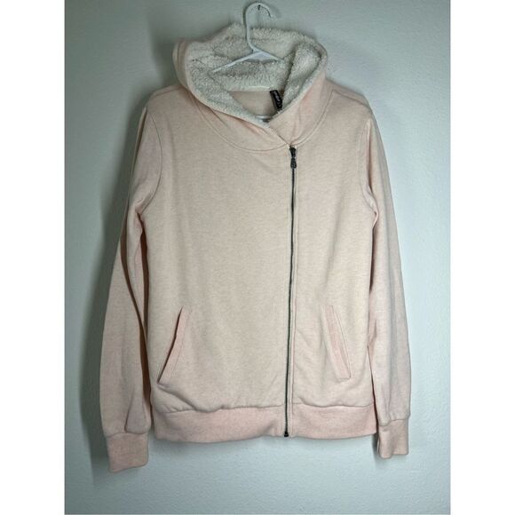 Womens Long Sleeves Zip Up Salmon Pink Hoodie Jacket Size Medium - Picture 1 of 10